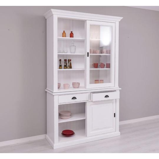 biela vitrinka servirovacie skrina sklenene dvierka masivne drevo jedinecne mediteranske klasicke country vintage vidiecky sedliacky dom kuchyna nabytok velka skrina posuvne dvere stare.jpg